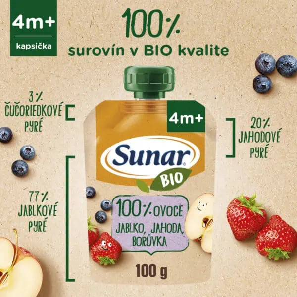 Sunar BIO Kapsička Jablko, jahoda, čučoriedka - zloženie