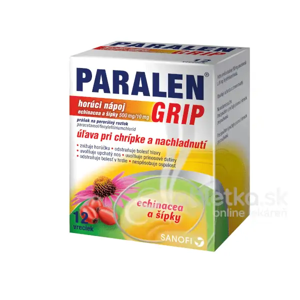 PARALEN GRIP horúci nápoj echinacea a šípky 12 vreciek 500mg