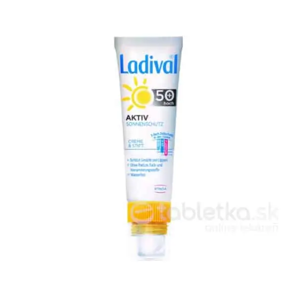 Ladival AKTIV na tvár a pery SPF 50+ (2 v 1) (krém 30 ml a tyčinka 3,2 g, 1×1 set)