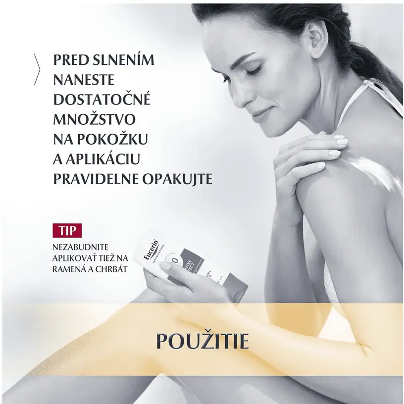 Eucerin Sun Sensitive Protect SPF 50+ mlieko extra ľahké - použitie