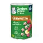 Gerber Organic Chrumky Ryžovo-pšeničné s malinami a banánom 8m+, 35g