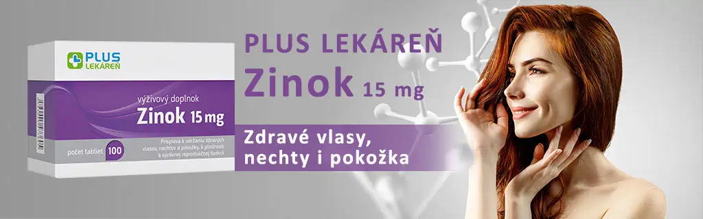 PLUS LEKÁREŇ Zinok 15mg - zdravé vlasy, nechty i pokožka