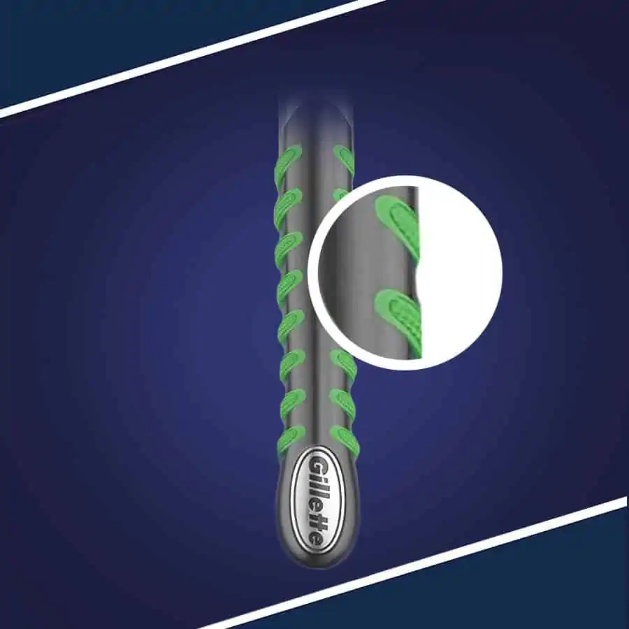 Pohodlná pogumovaná rukoväť strojčeka Gillette Sensor 3