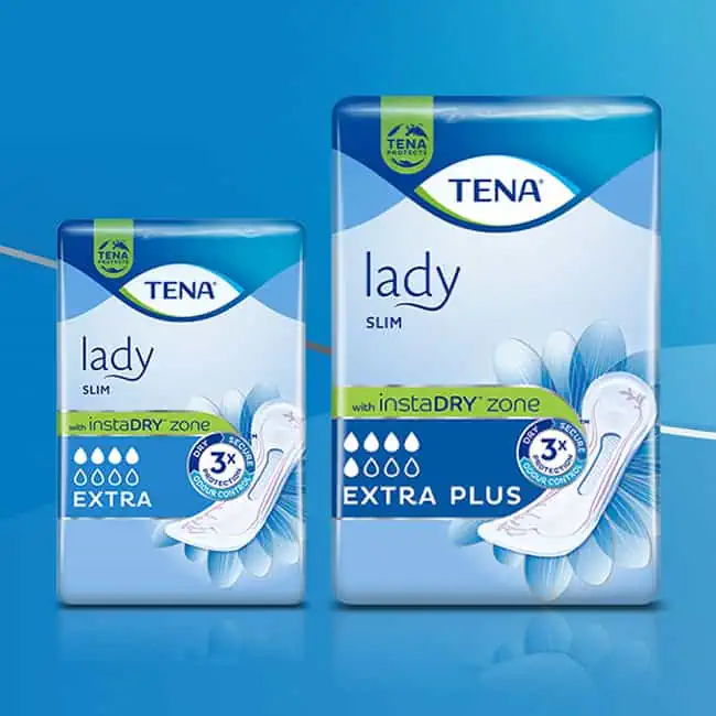 Inkontinenčné vložky TENA Lady Slim Extra a Extra Plus