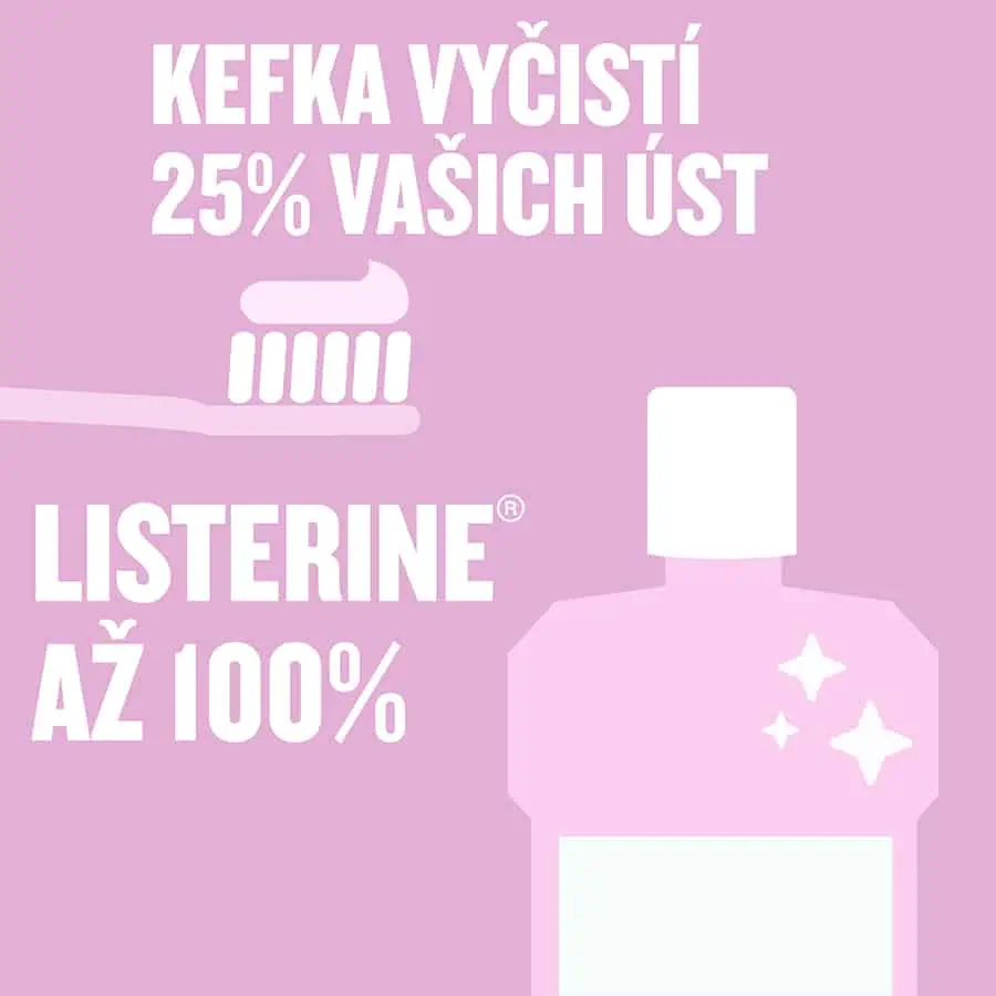 Listerine čistí až 100% detských úst, kefka iba 25