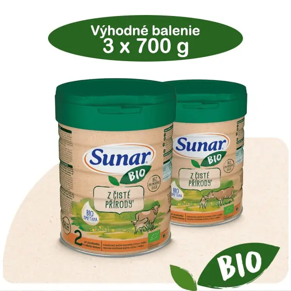Sunar BIO 2 - najlepšie pokračovacie náhradné dojčenské mlieko 3 x 700 g