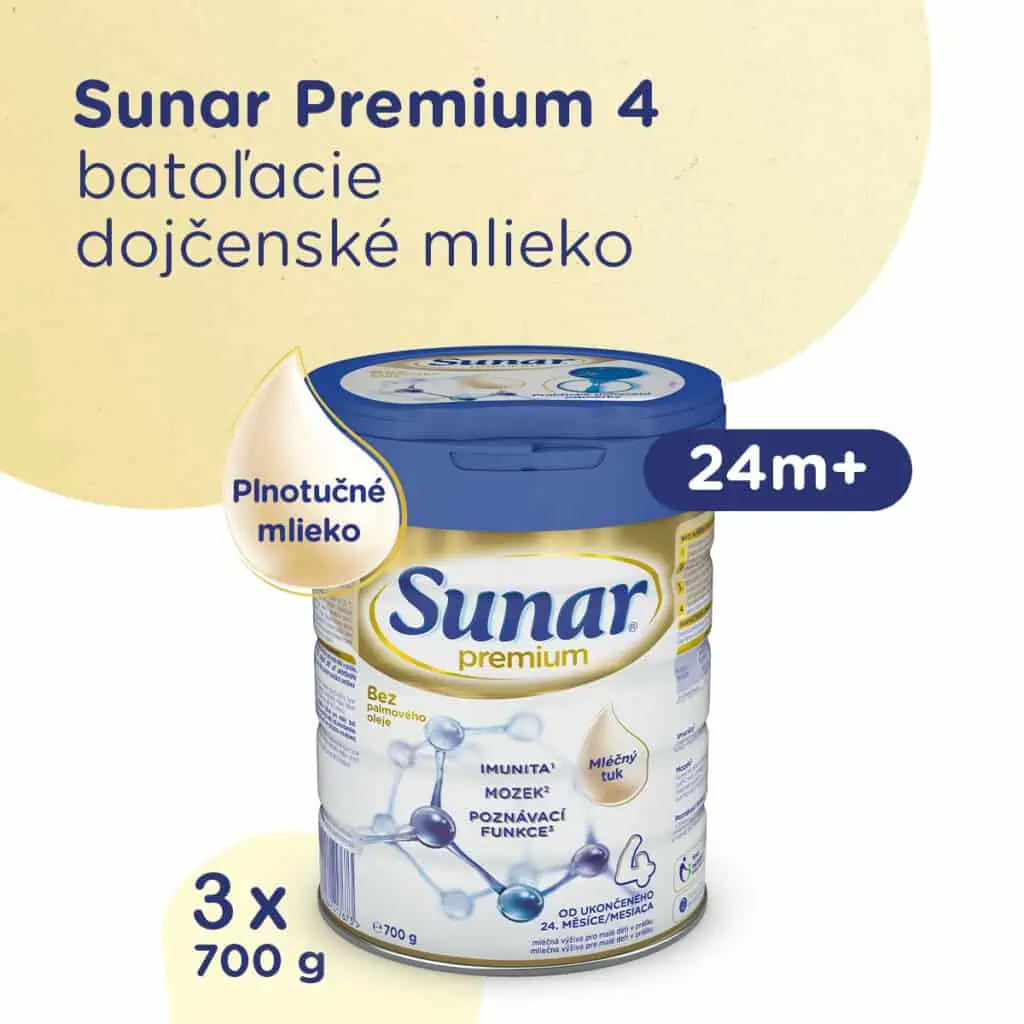 Sunar Premium 4 od 24. mesiaca s najlepšou receptúrou od Sunaru 3 x 700 g