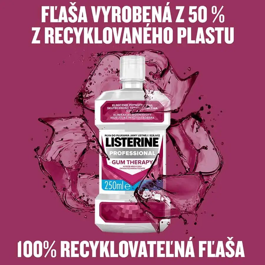 Ústna voda v recyklovateľnej fľaši