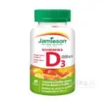 Jamieson Vitamín D3 1000IU želatínové pastilky, mix ovocných príchutí 60ks