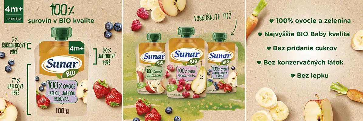 Sunar BIO Kapsička Jablko, jahoda, čučoriedka - vlastnosti produktu