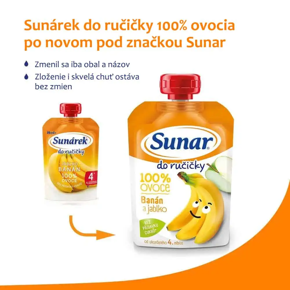 Sunar Do ručičky Banán a jablko 100% ovocia - od ukončeného 4. mesiaca