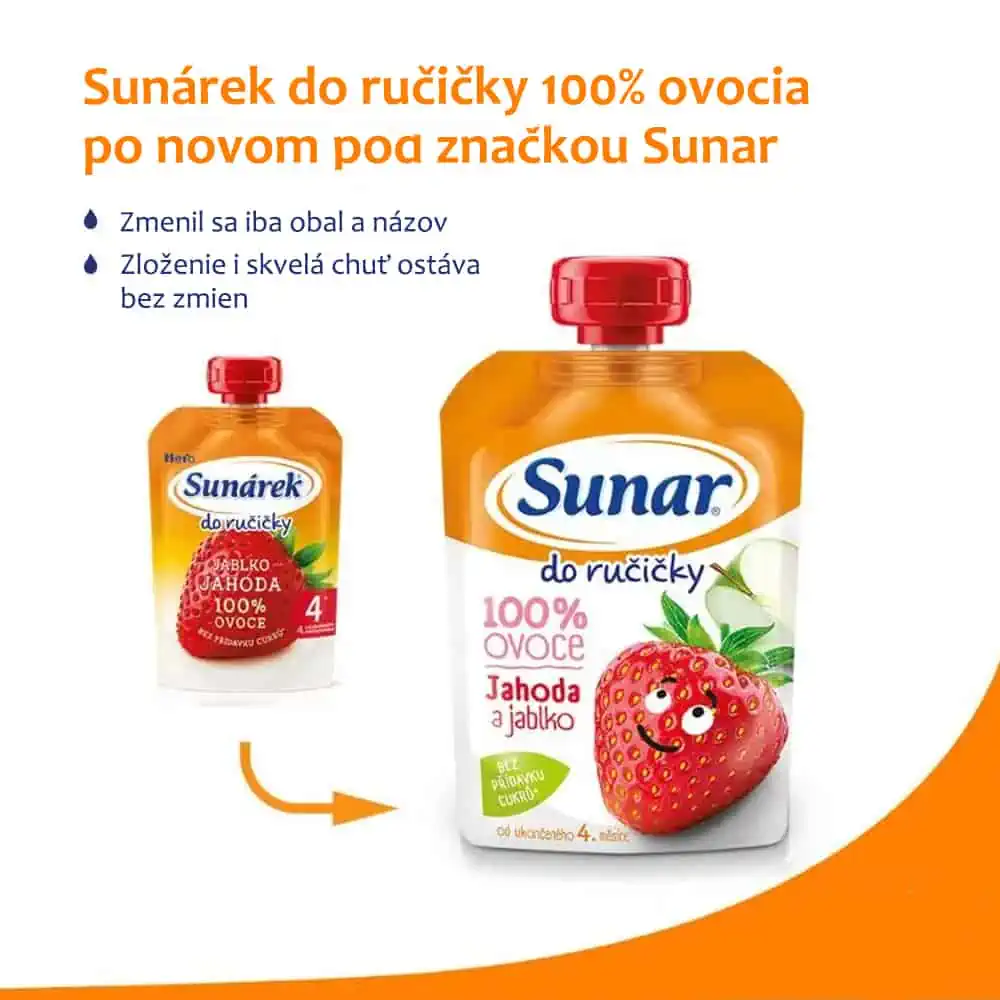 Sunar Do ručičky Jahoda a jablko 100% ovocia - od ukončeného 4. mesiaca