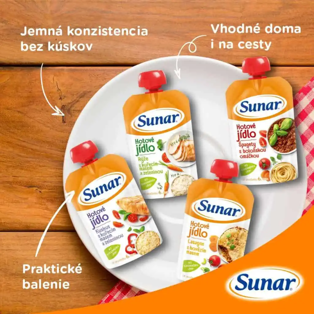 Sunar Hotové jedlo jemnej konzistencie v praktickom balení i na cesty