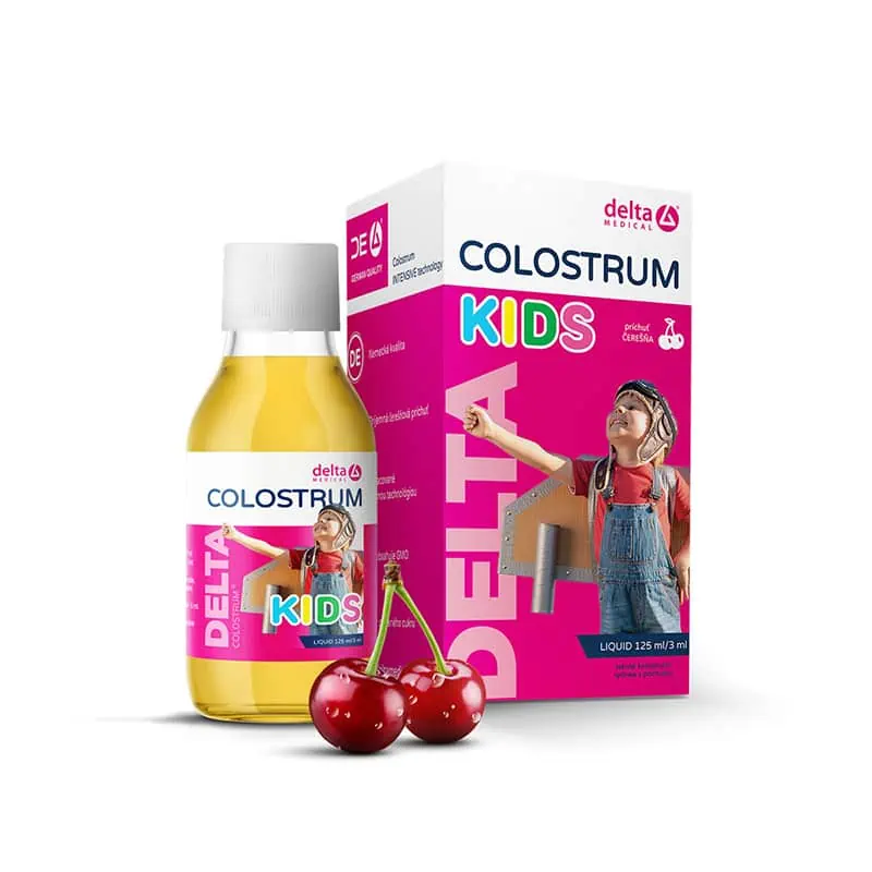 DELTA COLOSTRUM KIDS Čerešňa tekuté kolostrum pre deti s príchuťou čerešne