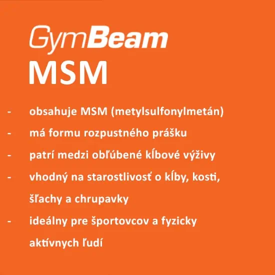 GymBeam MSM rozpustný prášok - funkčný pomocník pre vaše kĺby