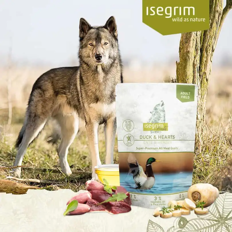 Isegrim Dog Adult Duck & Hearts kapsička pre psy a jej zloženie