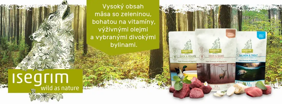 Isegrim kapsičky s vysokým obsahom mäsa so zeleninou bohatou na vitamíny, výživnými olejmi a vybranými divokými bylinami