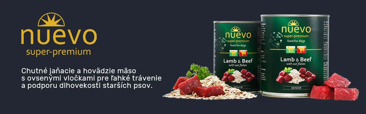 Konzerva pre psy Nuevo Dog Senior Lamb & Beef pre ľahké trávenie a dlhovekosť