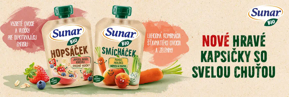 Hopsáček a Smíchaček - nové hravé Sunar BIO kapsičky pre deti