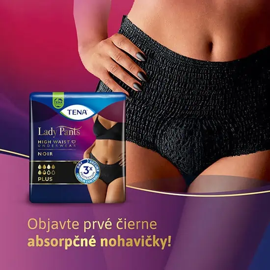 Objavte prvé čierne inkontinenčné nohavičky TENA Lady Pants Plus Noir